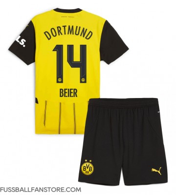 Borussia Dortmund Maximilian Beier #14 Replik Heimtrikot Kinder 2024-25 Kurzarm (+ Kurze Hosen)